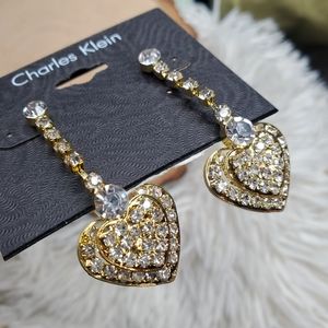 New Heart Dangle Rhinestone Earrings